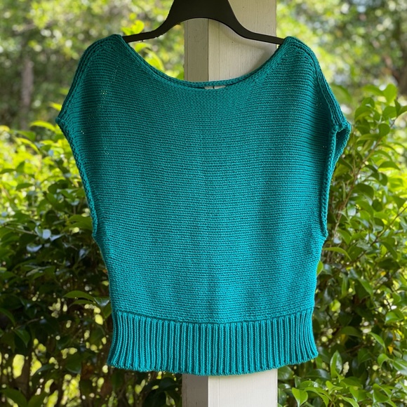 Moth Anthropologie Short Sleeved Teal Sweater - Picture 6 of 11